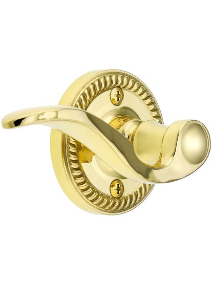 Grandeur Newport Rosette Set With Bellagio Levers Left Hand in Polished Brass with .